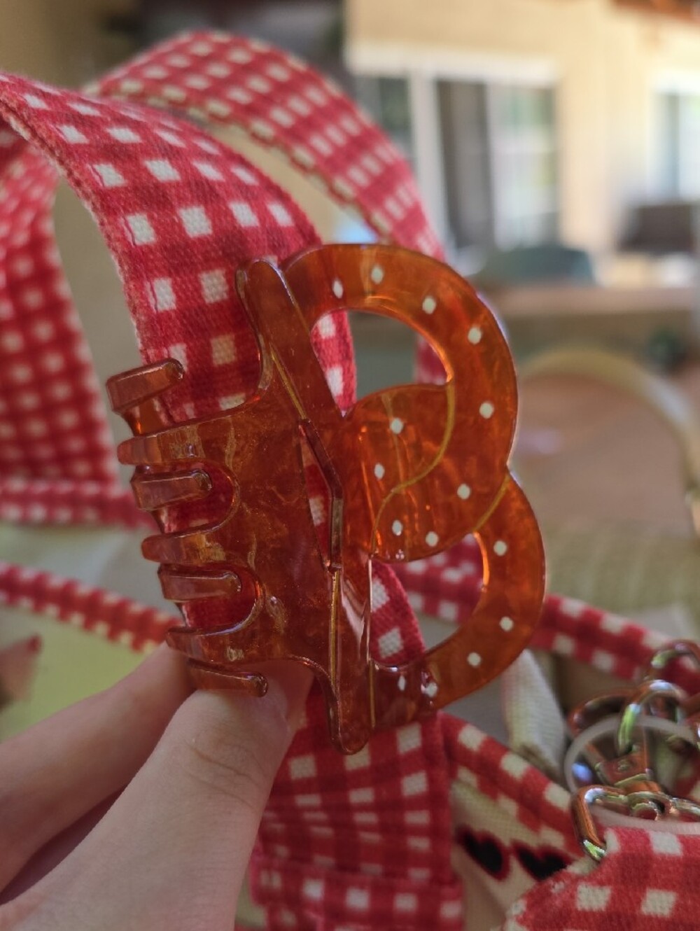 Stylish Red Gingham Tote with Cherry & Sweets Embroidery - Picture 3 of 10